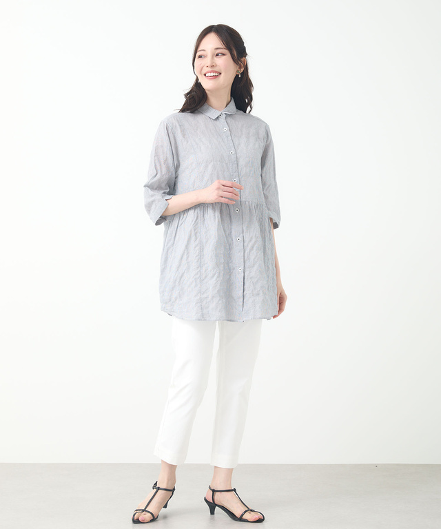 コットン ギャザーデザイン チュニック【一部店舗限定】