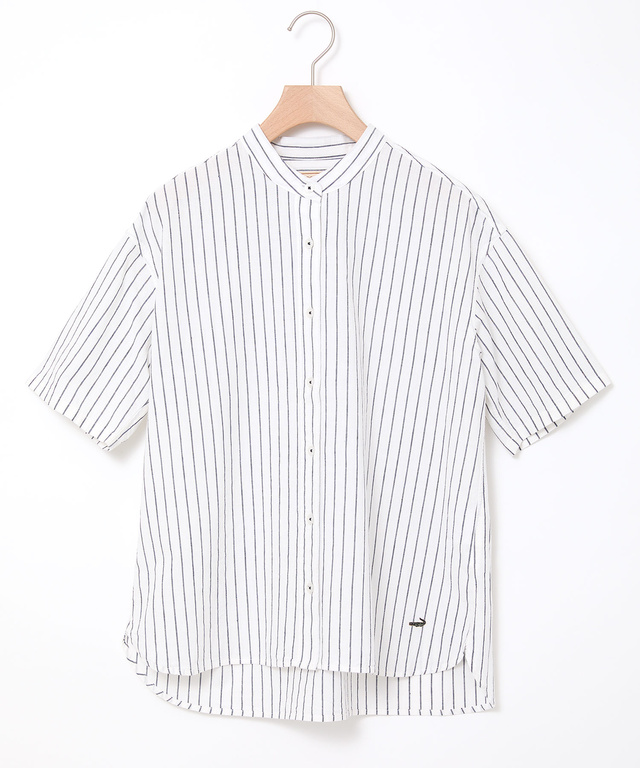 コットンリネン バンドカラー チュニック【一部店舗限定】