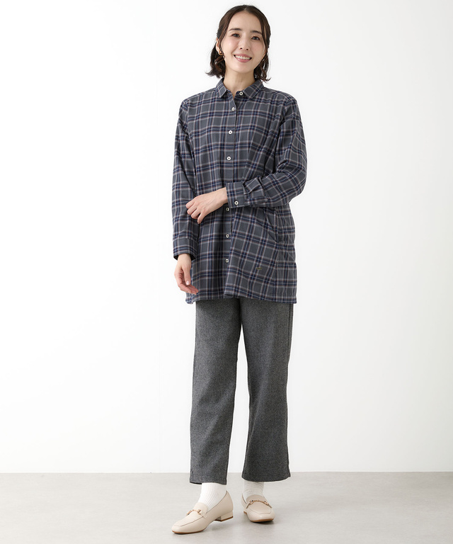 レギュラーカラー チェック柄 チュニック