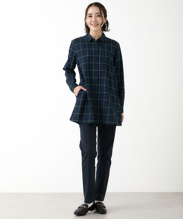 レギュラーカラー チェック柄 チュニック