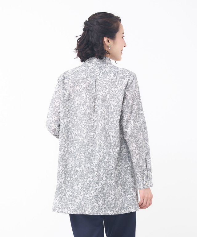 フリルネック 小花柄 チュニック【オンラインショップ限定】
