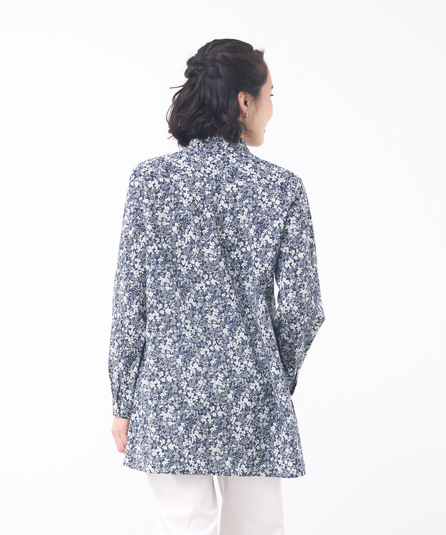 フリルネック 小花柄 チュニック【オンラインショップ限定】