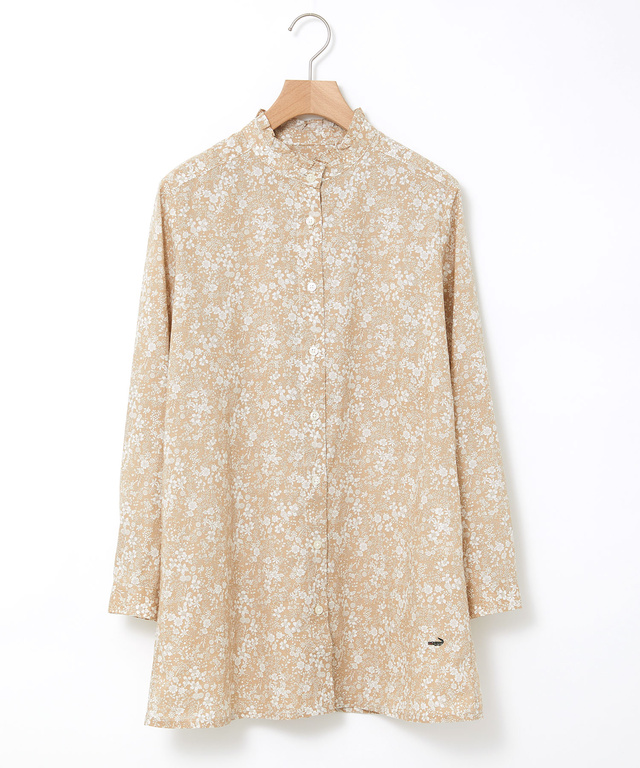 フリルネック 小花柄 チュニック【オンラインショップ限定】