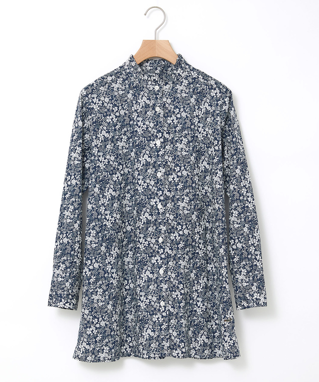 フリルネック 小花柄 チュニック【オンラインショップ限定】