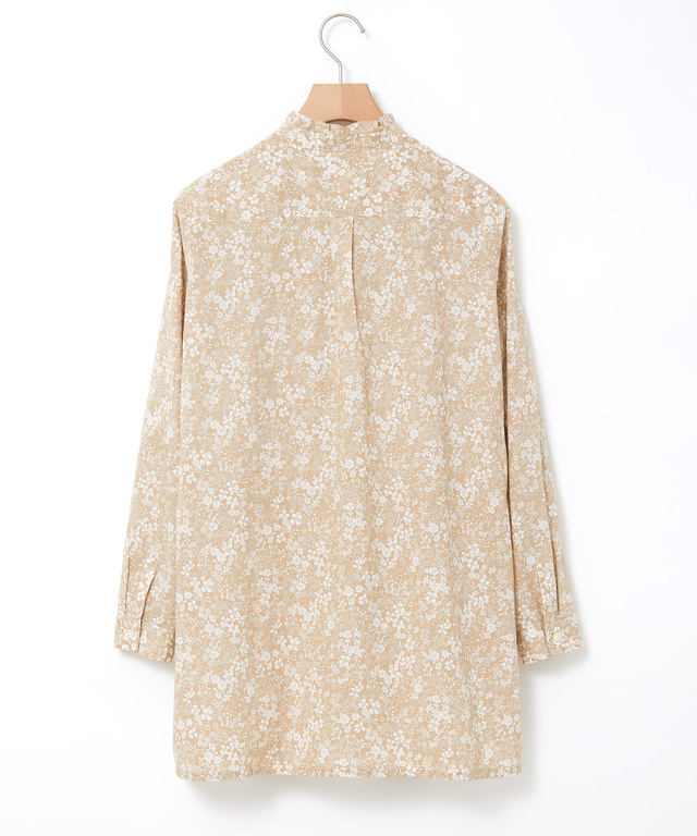 フリルネック 小花柄 チュニック【オンラインショップ限定】