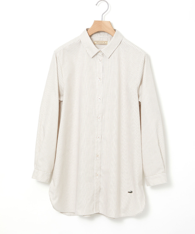 ノンアイロン ストライプ チュニック【シワになりにくい】