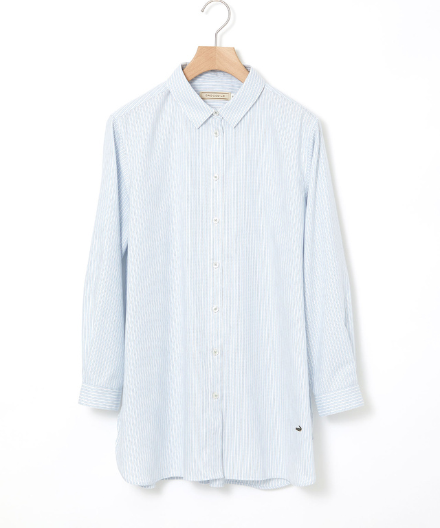 ノンアイロン ストライプ チュニック【シワになりにくい】