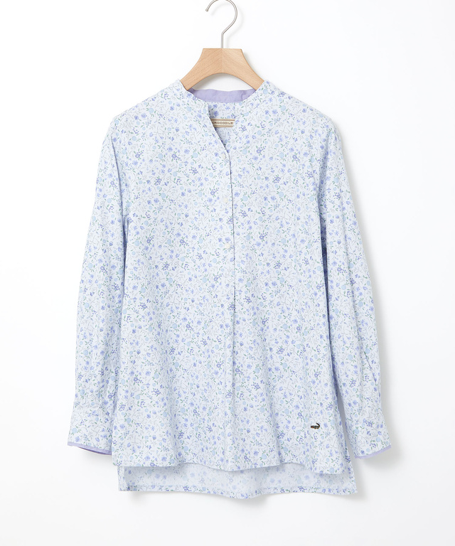 花柄 スタンドカラー チュニック