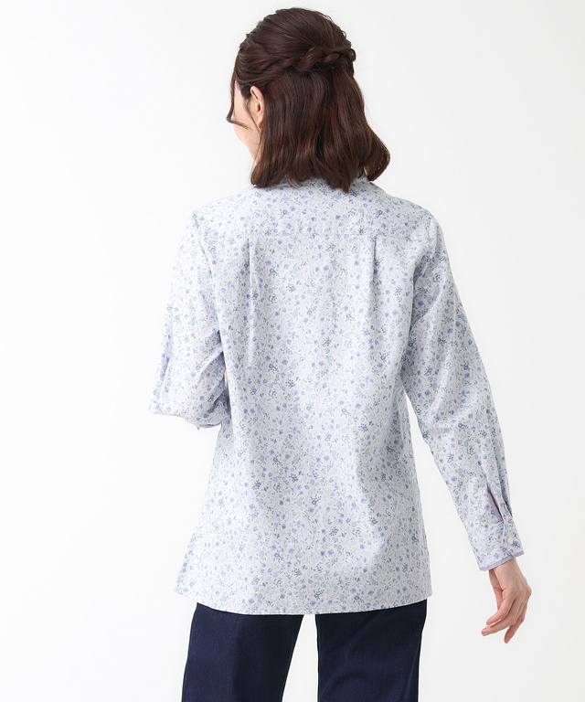 花柄 スタンドカラー チュニック