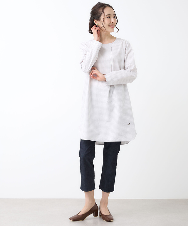 タックデザイン チェック チュニック【オンラインショップ・一部店舗限定】