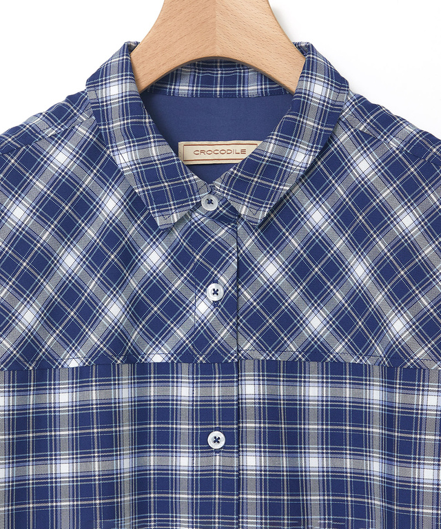 フロント切り替え チェック柄 チュニック【オンラインショップ・一部店舗限定】