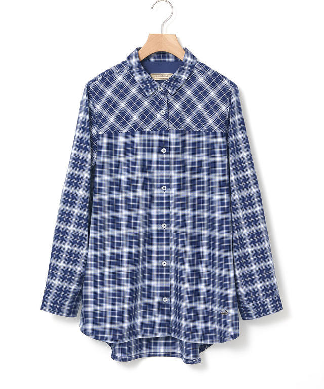 フロント切り替え チェック柄 チュニック【オンラインショップ・一部店舗限定】