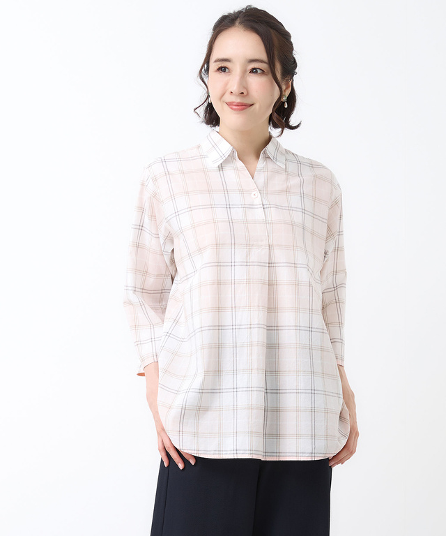 リネンブレンド スキッパー チュニック