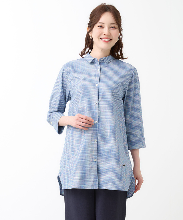 チェック 七分袖 チュニック【オンラインショップ・一部店舗限定】