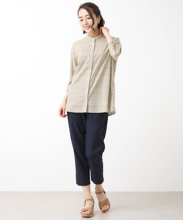 小花柄 バンドカラー チュニック【オンラインショップ・一部店舗限定】