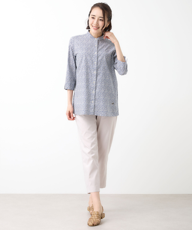 小花柄 バンドカラー チュニック【オンラインショップ・一部店舗限定】
