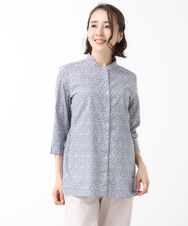 小花柄 バンドカラー チュニック【オンラインショップ・一部店舗限定】
