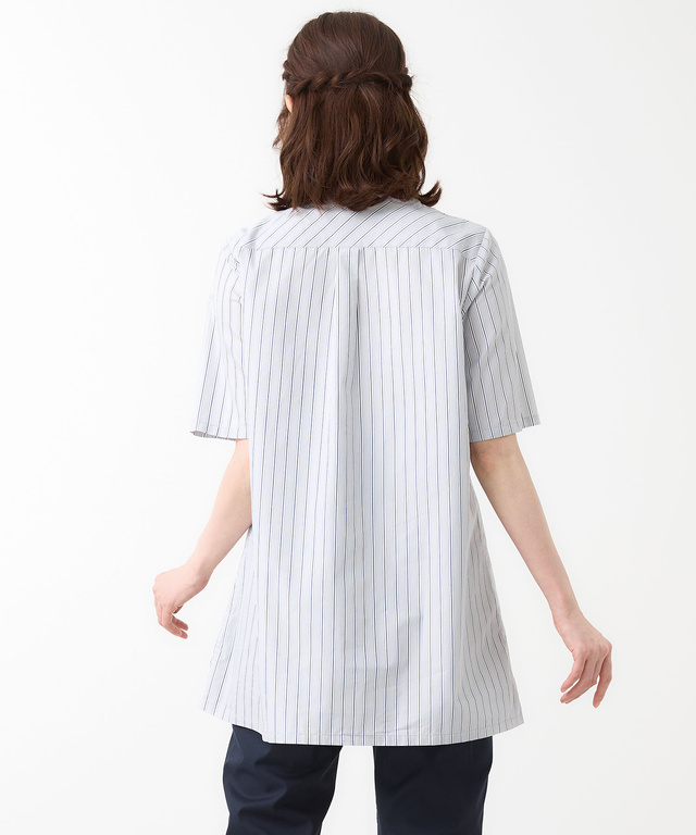ストライプ バンドカラー チュニック【オンラインショップ・一部店舗限定】