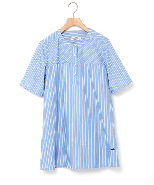 ストライプ バンドカラー チュニック【オンラインショップ・一部店舗限定】