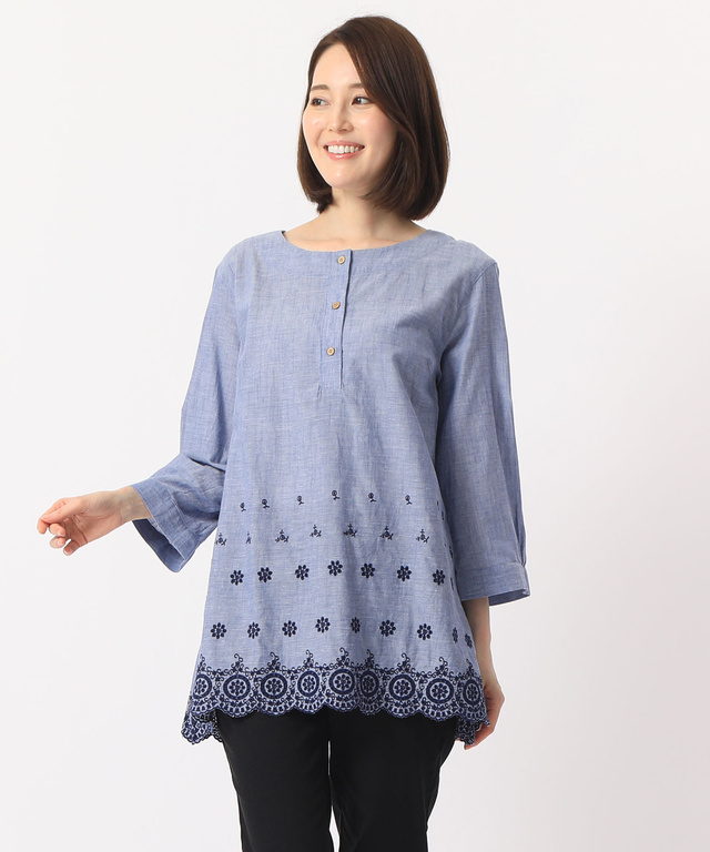 裾刺繍チュニック【UVカット】