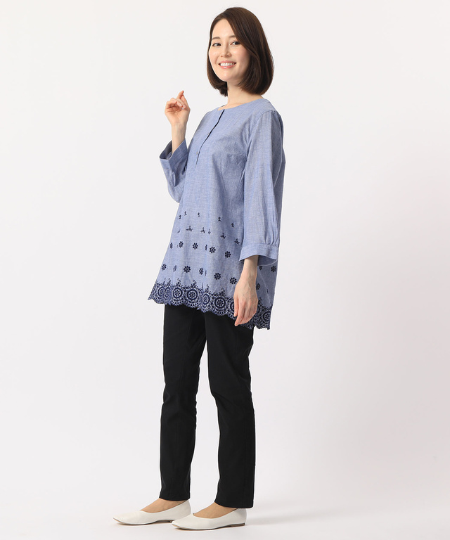 裾刺繍チュニック【UVカット】