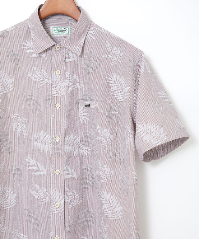 サッカー素材 リーフ柄 シャツ