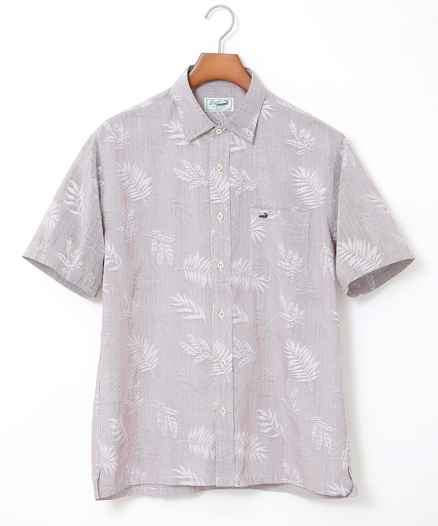 サッカー素材 リーフ柄 シャツ