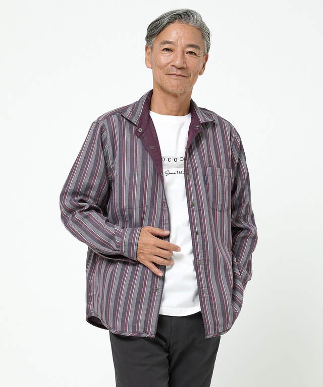 リバーシブル ストライプ柄 シャツ