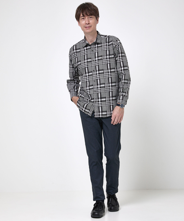 サーモ素材 チェック柄 シャツ