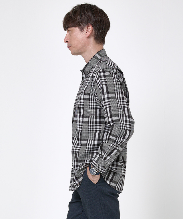 サーモ素材 チェック柄 シャツ