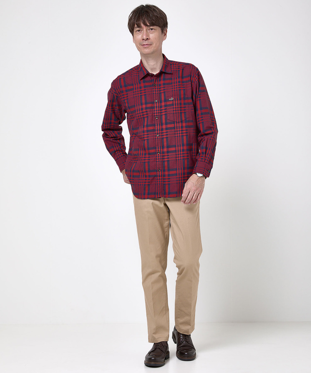 サーモ素材 チェック柄 シャツ