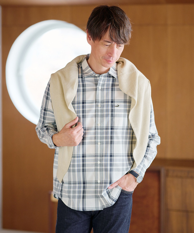 ノンアイロン マドラスチェック シャツ 【シワになりにくい】