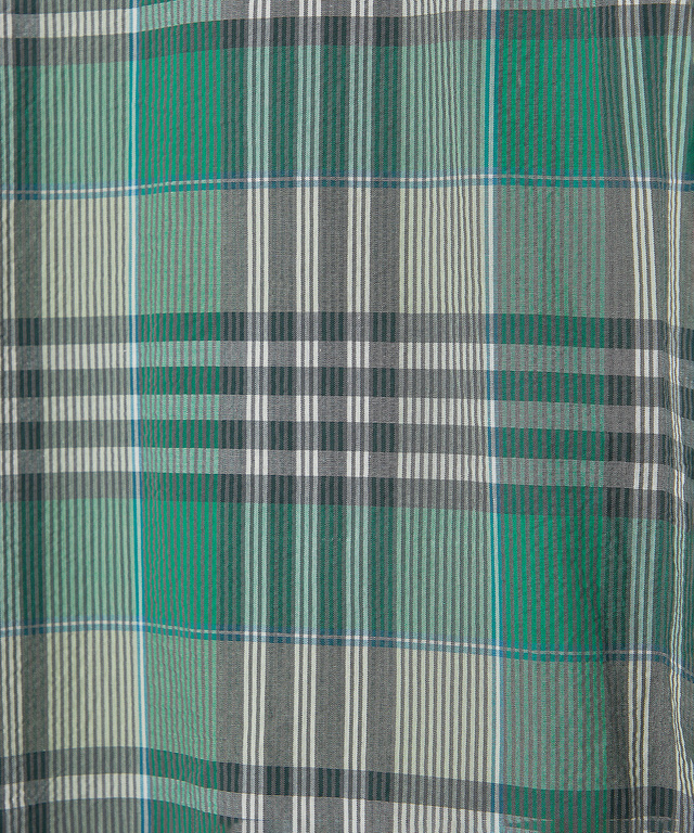 スノーコットン サッカー チェック シャツ 【接触冷感】