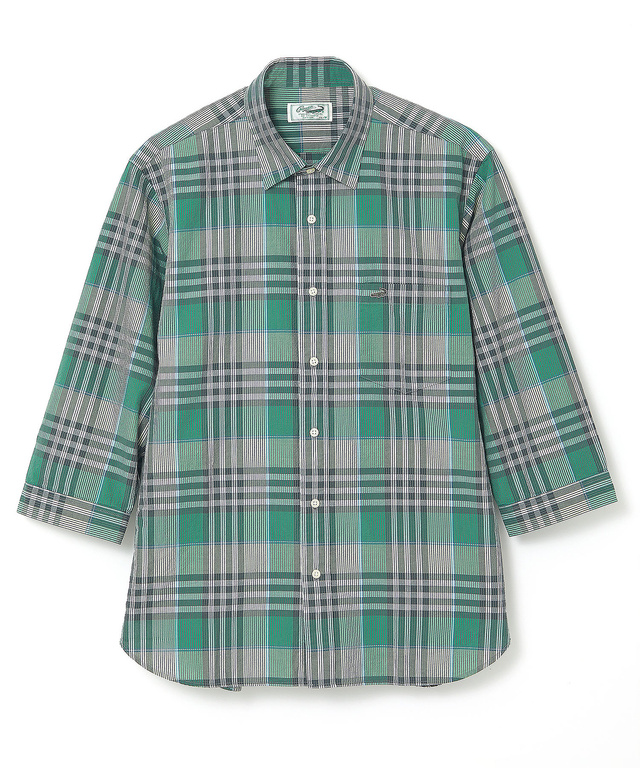 スノーコットン サッカー チェック シャツ 【接触冷感】