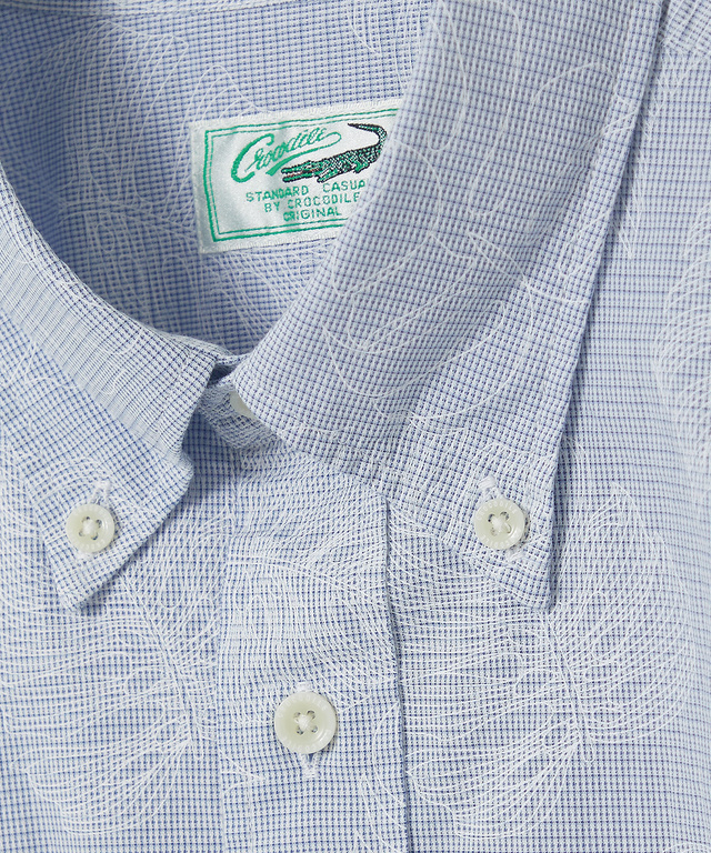 リーフプリント シャンブレー シャツ【吸汗速乾】