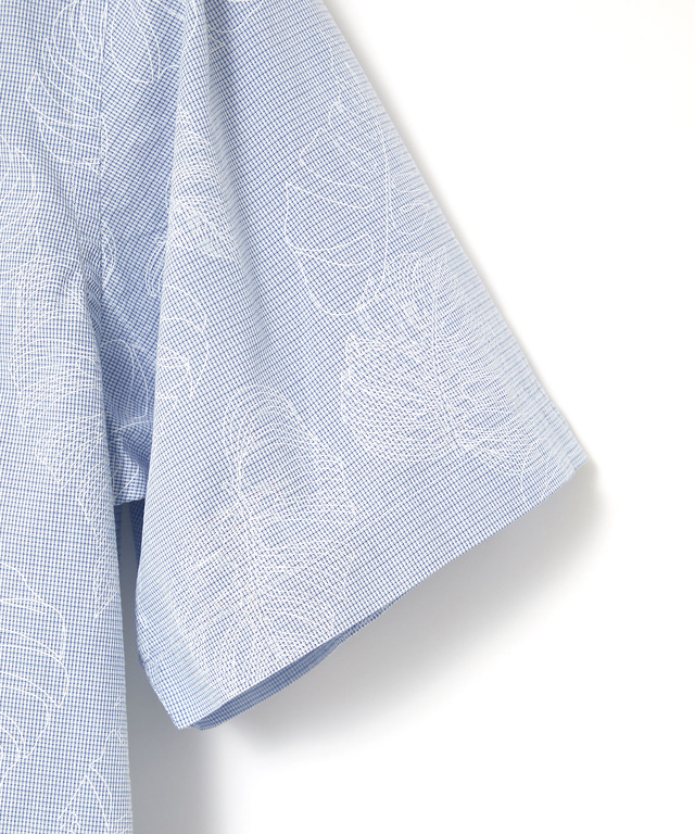 リーフプリント シャンブレー シャツ【吸汗速乾】