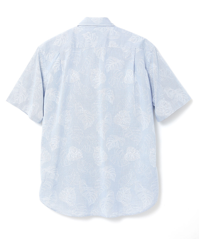 リーフプリント シャンブレー シャツ【吸汗速乾】