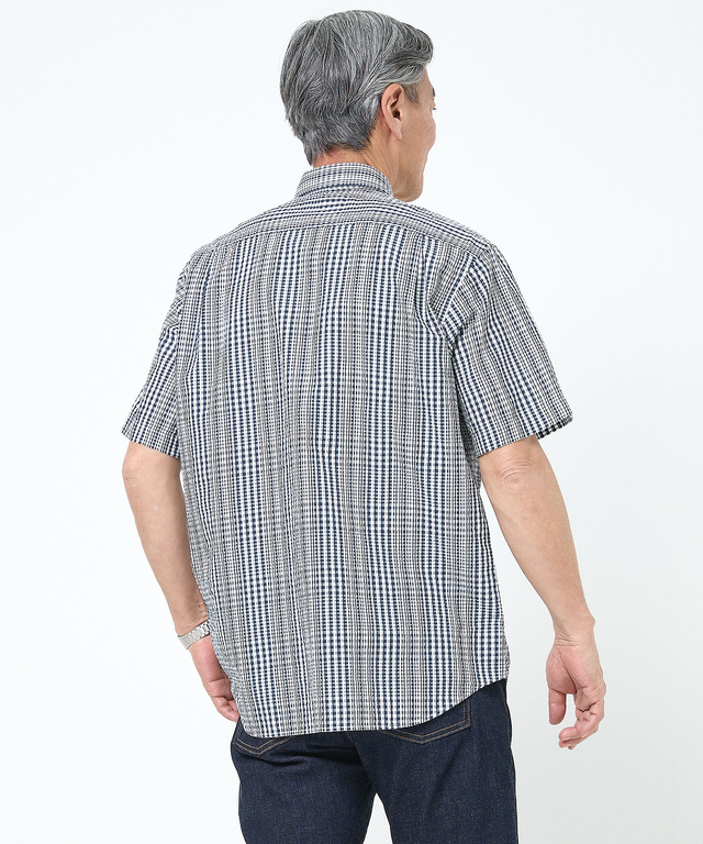 スノーコットン グラデーションチェック シャツ【接触冷感】