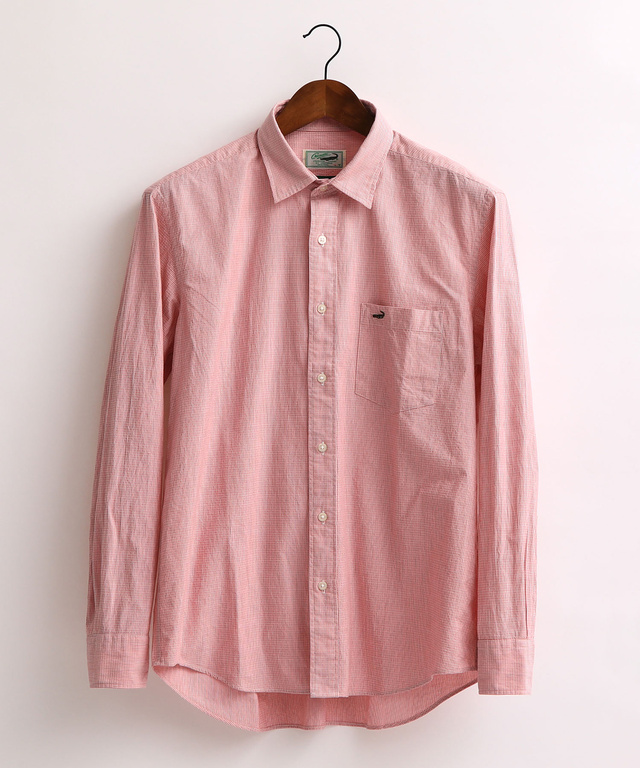 クロコダイルメンズリラックス カスリ無地レギュラーシャツ【JAPAN FABRIC】