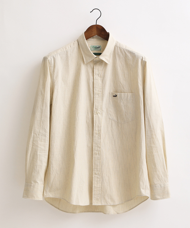 クロコダイルメンズリラックス カスリ無地レギュラーシャツ【JAPAN FABRIC】