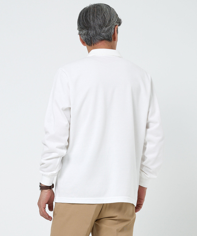 【ベストセラー】鹿の子 ワンポイント 長袖ポロシャツ【日本製】