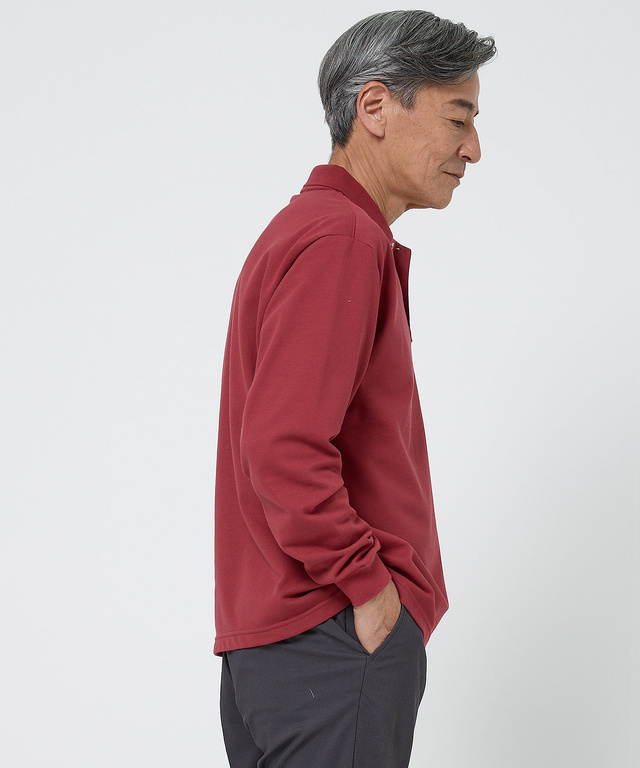 【ベストセラー】鹿の子 ワンポイント 長袖ポロシャツ【日本製】