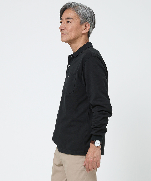 【ベストセラー】鹿の子 ワンポイント 長袖ポロシャツ【日本製】