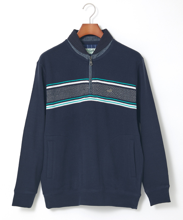 裏起毛 パネルボーダー柄 トレーナー