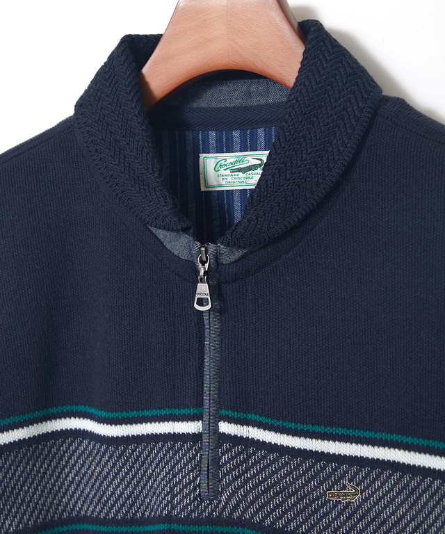 裏起毛 パネルボーダー柄 トレーナー