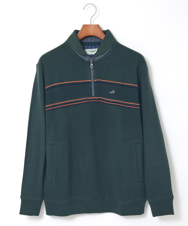 裏起毛 パネルボーダー柄 トレーナー