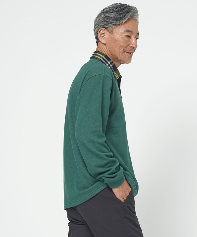 裏起毛 チェック襟 ポロシャツ