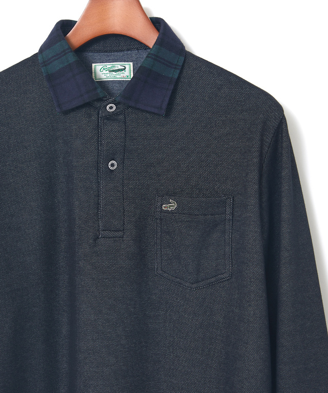 裏起毛 チェック襟 ポロシャツ