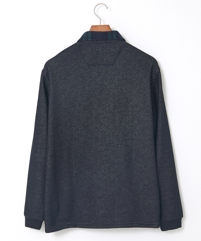 裏起毛 チェック襟 ポロシャツ