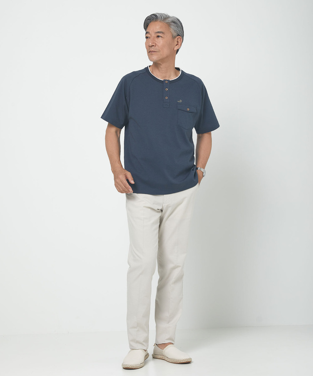 ポンチ ヘンリーネック Tシャツ
